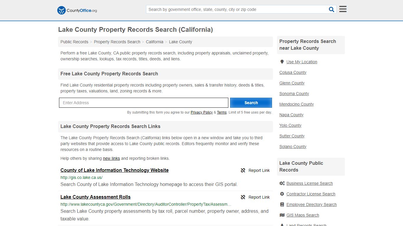 Lake County Property Records Search (California) - County Office